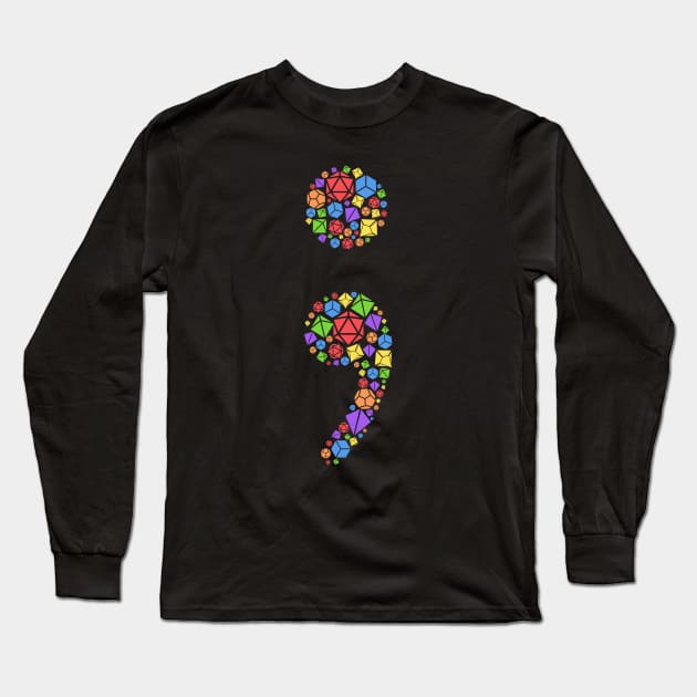 Rainbow Mental Health Semicolon Dice Set Long Sleeve T-Shirt by pixeptional
